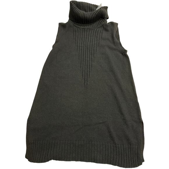 NWT WHBM Cowl Neck Sleeveless Sweater Ribbed Womens Small Black Editorial Tabard - Picture 1 of 10